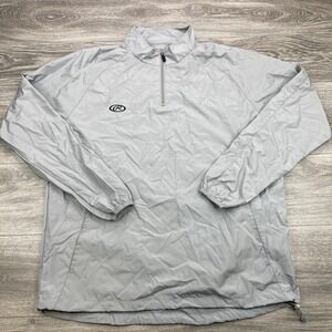 Rawlings Jacket Mens Large Gray Half Zip Windbreaker Water Repellent Pullover